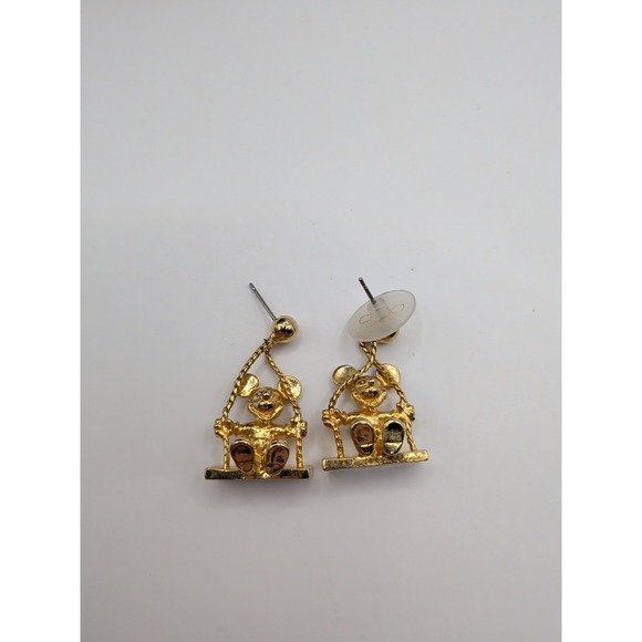 Gold Toned Disney Mickey Mouse Swing Earrings‎ - Picture 2 of 3